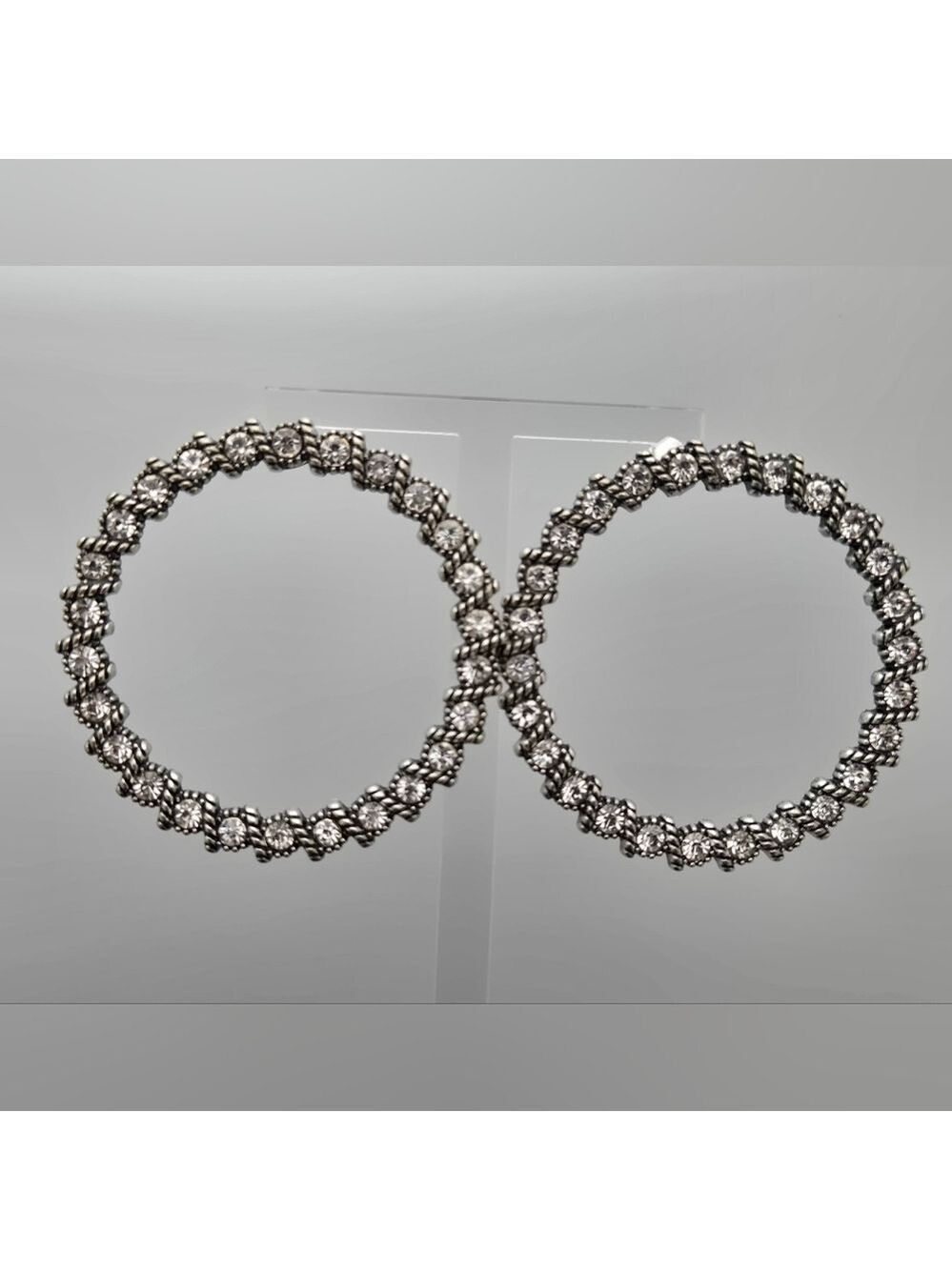 ✨2/$10✨ Rhinestone Hoop Earrings 2” Sparkling Statement Everyday Wear